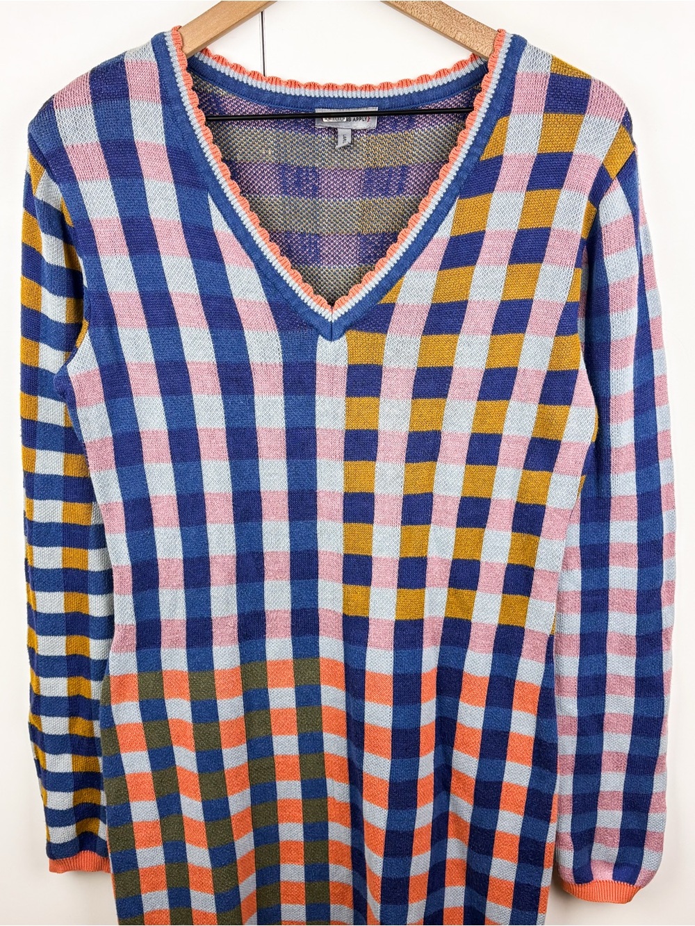 Anthropologie Conditions Apply Endreea Dress Gingham Plaid Sweater Long Sleeve - Picture 3 of 8